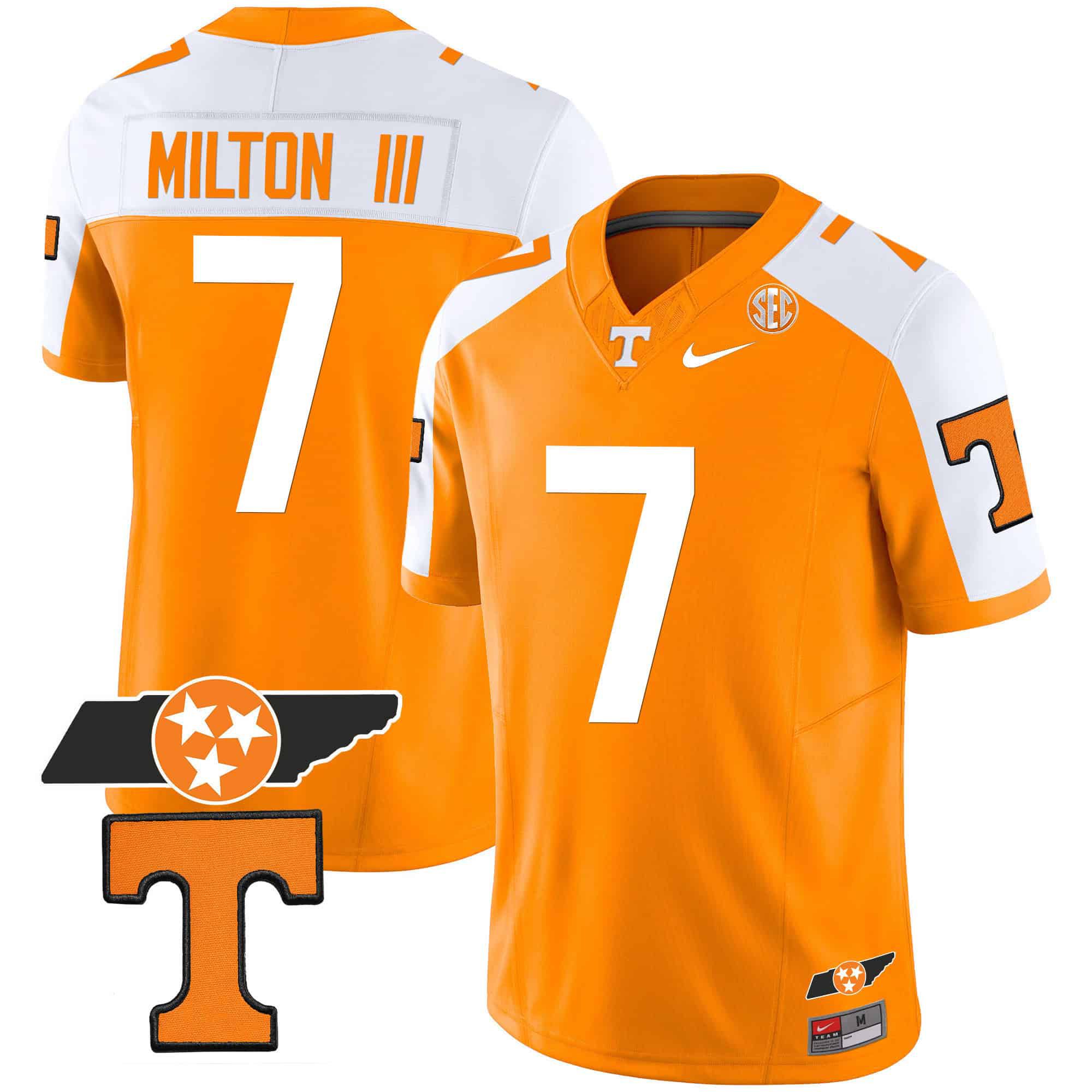 Men Tennessee Volunteers #7 Milton ii Orange 2024 Nike Checkerboard & Alternate NCAA Jersey style 1->indianapolis colts->NFL Jersey